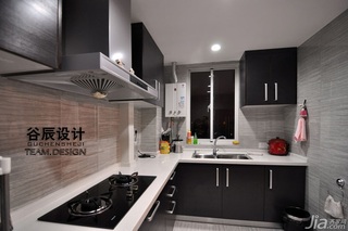 简约风格公寓实用黑色富裕型厨房橱柜设计图纸