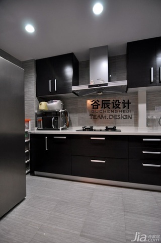简约风格公寓实用黑色富裕型厨房橱柜设计