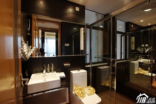 混搭风格三居室大气暖色调富裕型80平米卫生间浴室柜图片