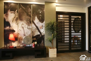 中式风格别墅富裕型客厅背景墙装修图片