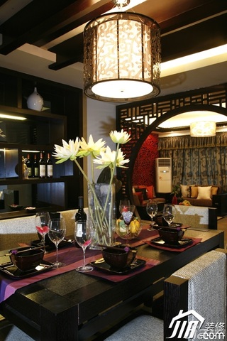 中式风格别墅富裕型隔断餐桌效果图