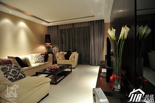 简约风格三居室时尚富裕型130平米客厅电视背景墙沙发白领设计图纸