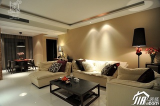 简约风格三居室时尚富裕型130平米客厅电视背景墙沙发白领平面图