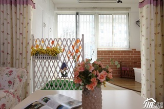 田园风格一居室温馨白色富裕型80平米窗帘效果图