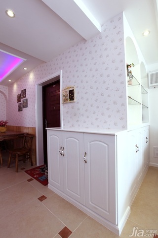 田园风格一居室温馨白色富裕型80平米餐厅壁纸图片