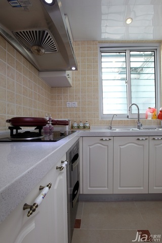 田园风格一居室温馨白色富裕型80平米厨房橱柜设计图纸