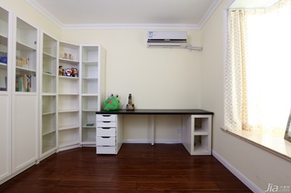 田园风格一居室温馨白色富裕型80平米书房书桌图片