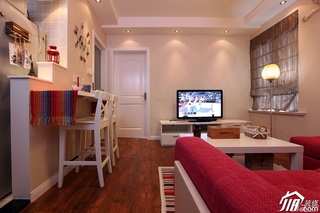 一居室温馨白色富裕型50平米客厅吧台沙发效果图