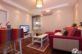 一居室温馨白色富裕型50平米客厅沙发图片