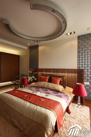 欧式风格别墅富裕型卧室吊顶床效果图