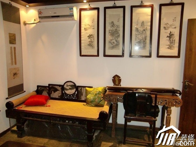 小户型装修,90平米装修,经济型装修,中式风格,书房,背景墙