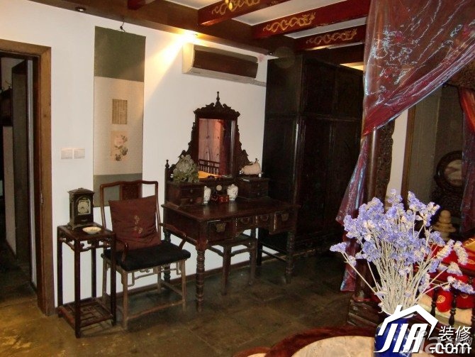 小户型装修,90平米装修,经济型装修,中式风格,卧室,梳妆台