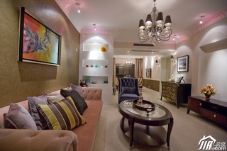 新古典风格二居室古典冷色调豪华型110平米客厅隔断沙发效果图