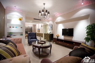 新古典风格二居室古典冷色调豪华型110平米客厅沙发效果图