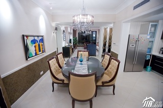 新古典风格二居室古典冷色调豪华型110平米餐厅餐桌图片