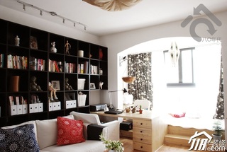 日式风格小户型小清新白色经济型80平米客厅沙发效果图