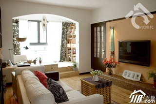日式风格小户型小清新白色经济型80平米客厅沙发图片