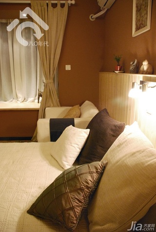 日式风格小户型小清新白色经济型80平米卧室床图片