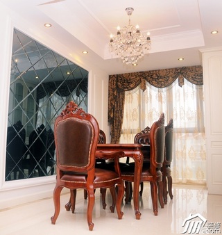 新古典风格公寓古典原木色豪华型餐厅餐桌图片