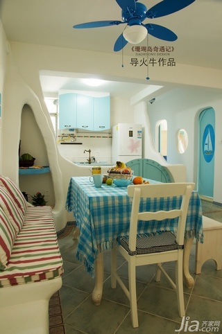 导火牛地中海风格公寓舒适富裕型110平米餐厅餐桌图片
