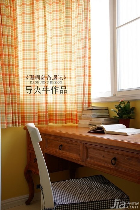 导火牛,地中海风格,富裕型装修,110平米装修,公寓装修,卧室,书桌