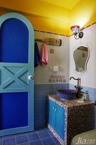 导火牛地中海风格公寓富裕型110平米卫生间洗手台图片