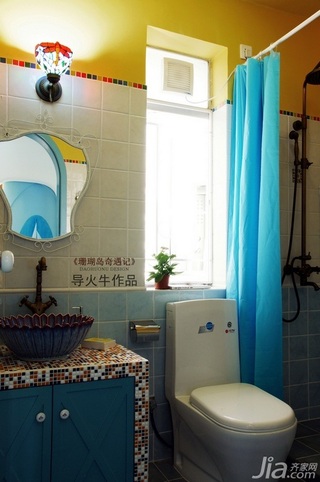 导火牛地中海风格公寓富裕型110平米卫生间洗手台效果图
