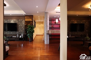 宜家风格二居室稳重原木色豪华型客厅过道地板图片