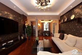 宜家风格二居室稳重原木色豪华型客厅沙发图片
