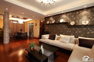 宜家风格二居室稳重原木色豪华型客厅沙发图片