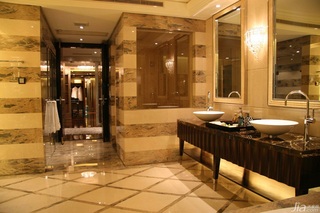 欧式风格别墅奢华豪华型卫生间洗手台效果图