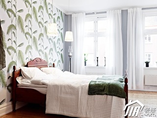 北欧风格二居室小清新经济型卧室卧室背景墙床效果图