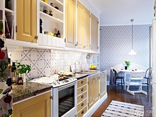 北欧风格二居室小清新黄色经济型厨房橱柜订做