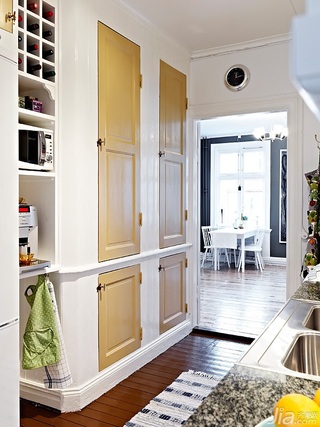 北欧风格二居室小清新黄色经济型厨房橱柜图片