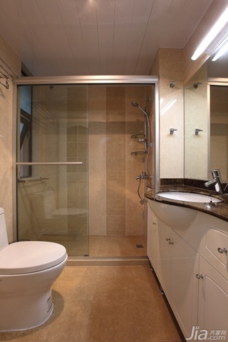 简约风格二居室大气白色豪华型卫生间浴室柜效果图
