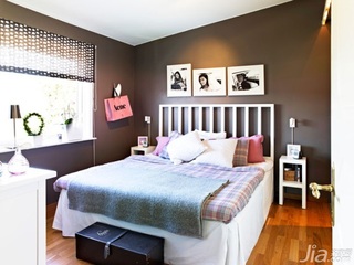 简约风格二居室温馨白色经济型卧室卧室背景墙床图片