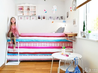 简约风格二居室温馨白色经济型儿童房背景墙床效果图