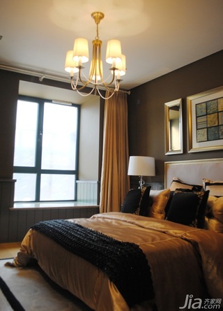 宜家风格二居室温馨暖色调富裕型卧室飘窗床效果图