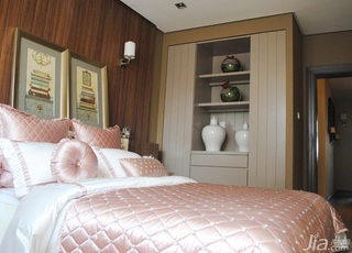 宜家风格二居室温馨暖色调富裕型卧室床图片