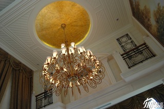 欧式风格别墅奢华白色富裕型客厅吊顶灯具图片