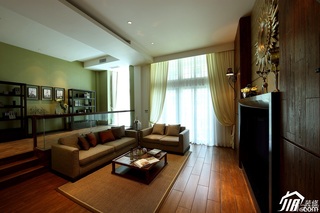 中式风格别墅稳重豪华型客厅电视背景墙沙发效果图