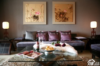 混搭风格公寓稳重褐色豪华型客厅沙发效果图