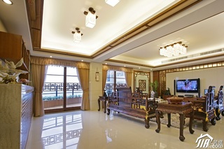 中式风格四房古典米色富裕型客厅沙发效果图