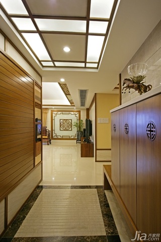 中式风格四房古典米色富裕型玄关吊顶鞋柜图片