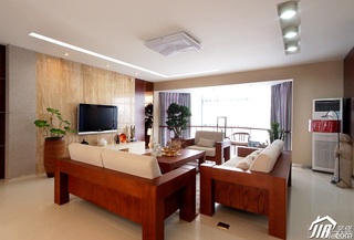 中式风格公寓大气原木色豪华型140平米以上客厅电视背景墙沙发图片