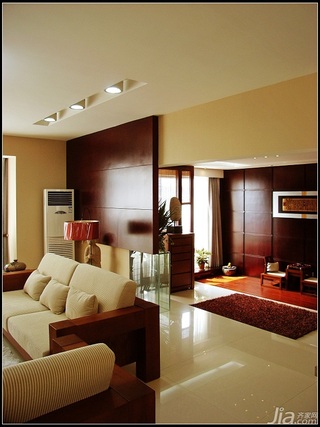 中式风格公寓大气原木色豪华型140平米以上客厅客厅隔断沙发图片