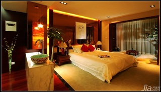 中式风格公寓大气原木色豪华型140平米以上卧室卧室背景墙床效果图