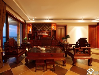 中式风格公寓古典原木色豪华型茶几图片