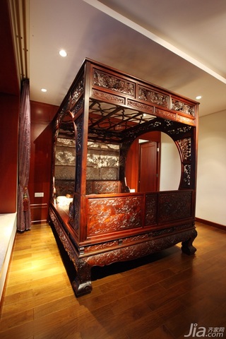 中式风格公寓古典原木色豪华型卧室装潢