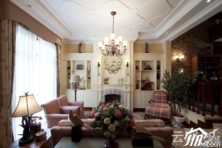 美式乡村风格别墅唯美富裕型客厅沙发效果图